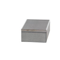 Decmode Set of 2 Modern Wooden Boxes With Vinyl-Accented Lids, Gray   
